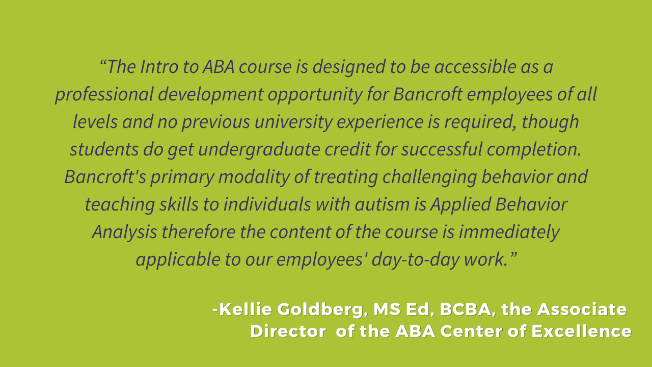 Bancroft and Rider University Partnership Intro to ABA Course